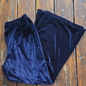 Elegant Velvet Navy Blue Pants